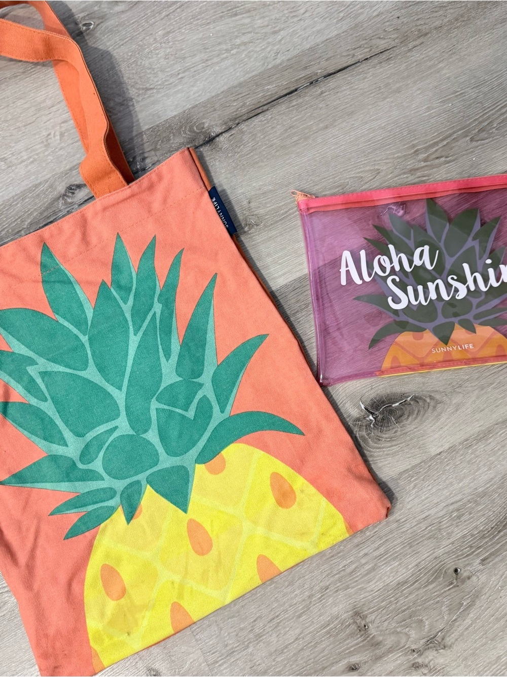 Pineapple Print Canvas Tote with Aloha Sunshine Pouch